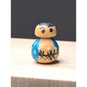 Vintage  RARE Japanese TINY Miniature 9/16” Kokeshi Doll  Diorama